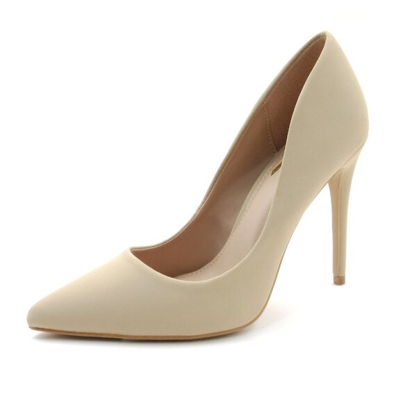 LURNYET NUDE NUBUCK Women Pointed-Toe Pumps with Stiletto 4 inch Heels - Picture 2 of 5